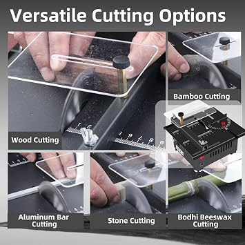 Mini Multi-functional Table Saw,100W Mini Table Saw,Portable Table Saw Cutter with Adjustable Speed & Angle,16MM Cutting Depth for Crafts, Sanding, Engraving Drilling (Liftable-0.1-16mm)