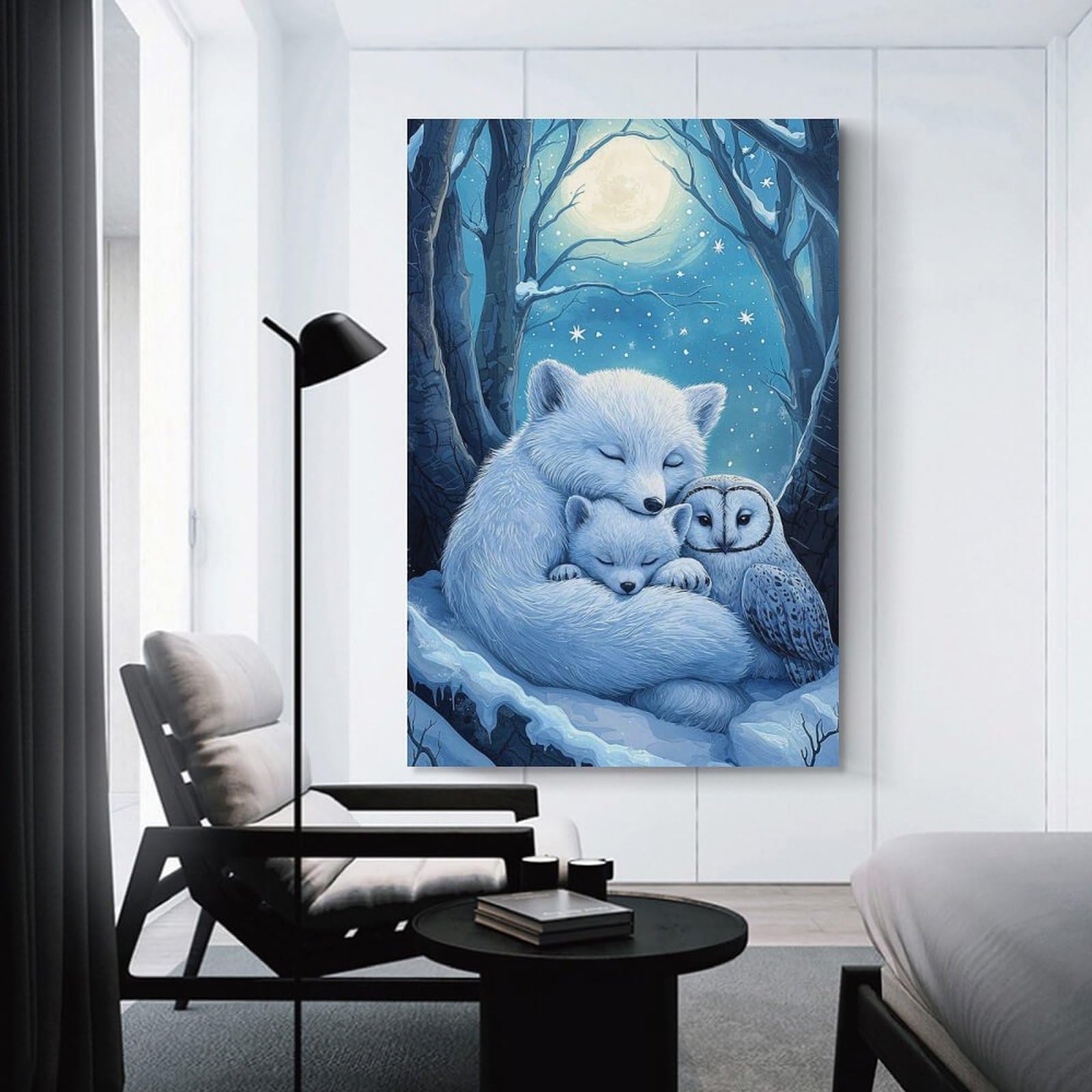 Junmoney Unframe-Style-6 Arctic Fox Family Wall Picture Print 24X36inch(60X90cm), For Apartment Walls, Studios Or Work Areas, A Simple Refresh For Blank Walls