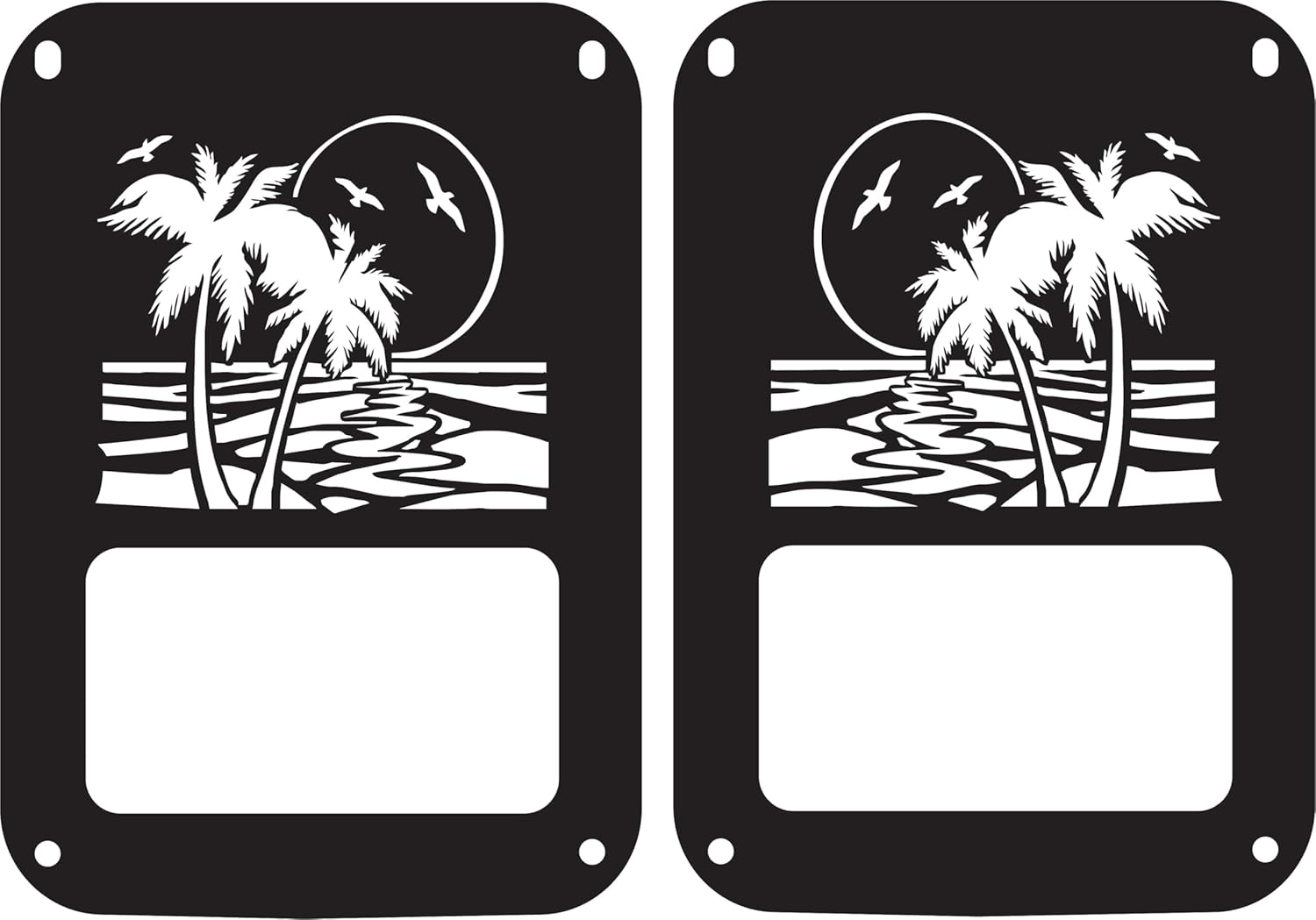 Seagulls Palm Tree Tail Lamp Light Covers Compatible with Jeep JK Wrangler Set of 2