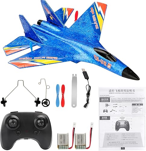 Miniatura 13 de Aviones planeadores de control remoto de 2.4 GHZ 2 canales, caza RC fácil de volar, avión de control remoto con giroscopio de equilibrio automático