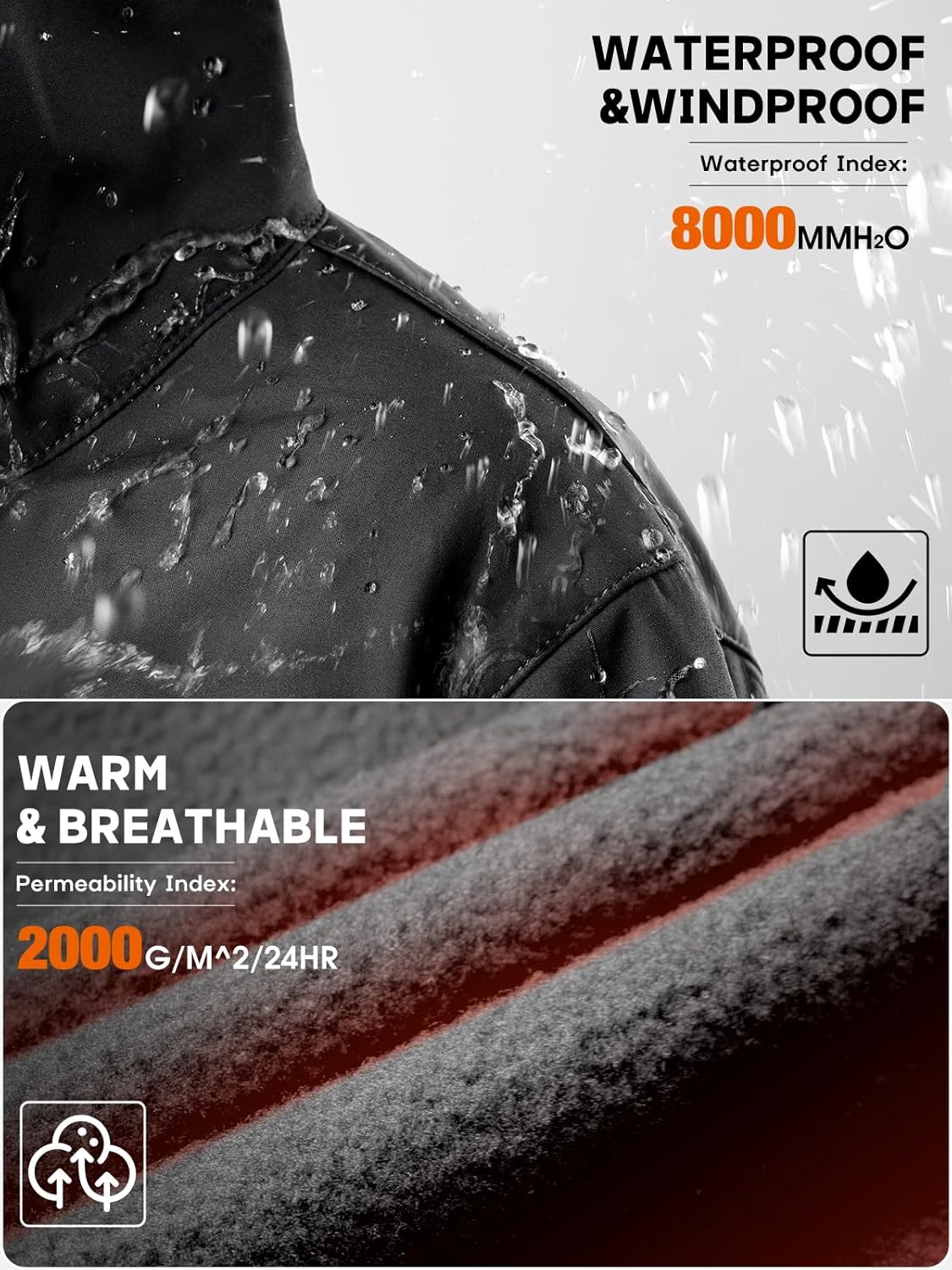 FREE SOLDIER Men's Outdoor Waterproof Soft Shell Hooded Military Tactical Jacket - Image 3