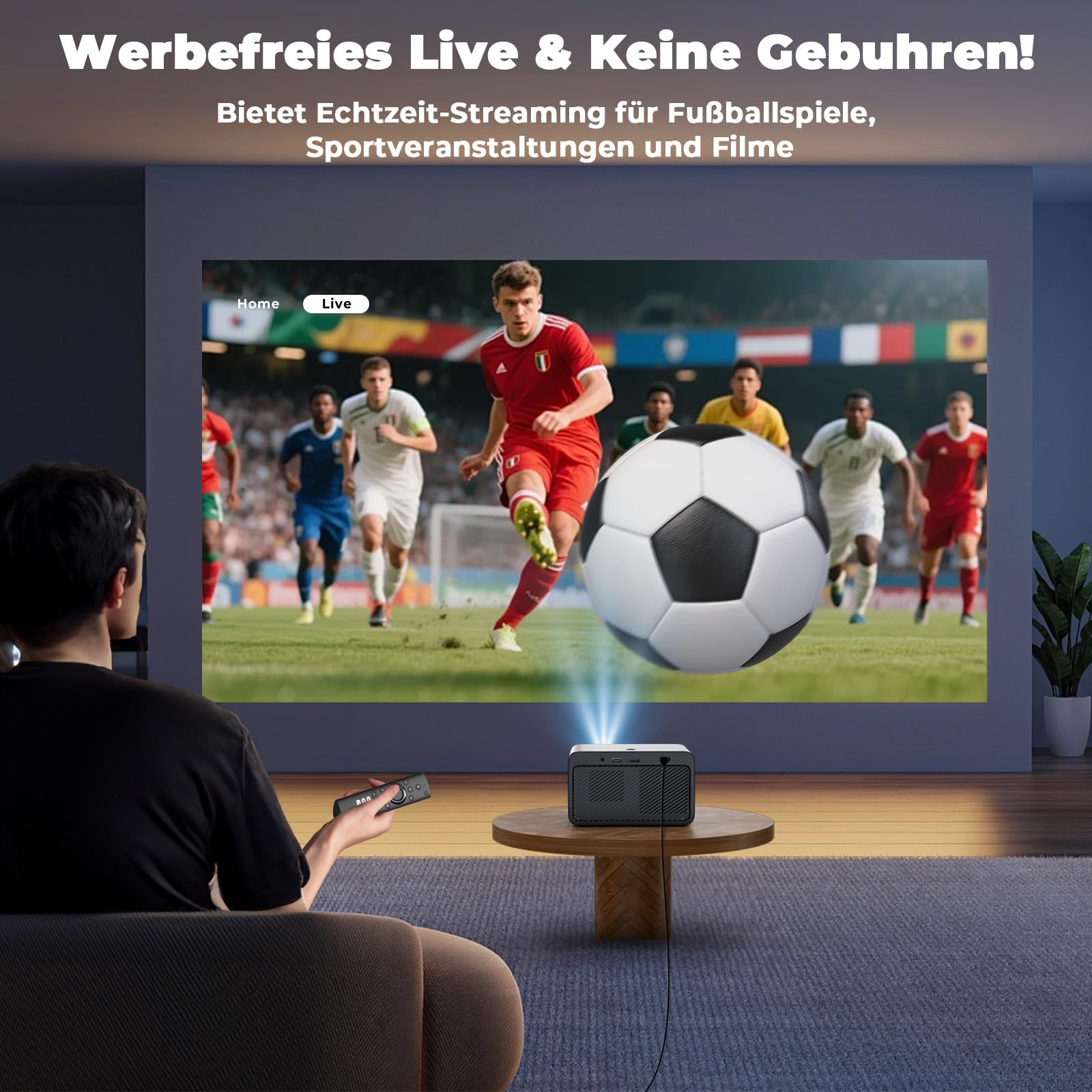 Proiettore 4K compatibile con Netflix e Dolby Audio, 1080P, messa a fuoco automatica, eARC e CEC | WiFi 6, BT 5.2, Auto Keystone, HDR10, Home Theater, App Streaming, Proiettore Outdoor per serate cinema, giochi e campeggio