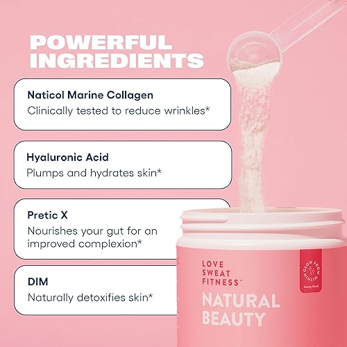 Miniatura 5 de Love Sweat Fitness Natural Beauty - Mezcla de colágeno marino para la piel, reduce las arrugas, aumenta la hidratación, mejora la luminosidad de la