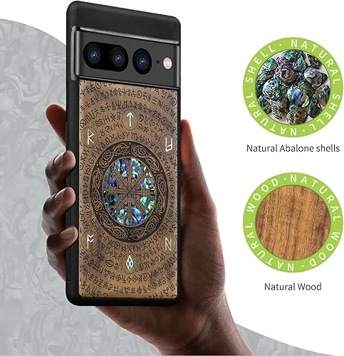 Miniatura 2 de Carveit Funda de madera de diseño para Google Pixel 7 Pro grabado de madera e incrustaciones de carcasa Funda de madera única compatible con