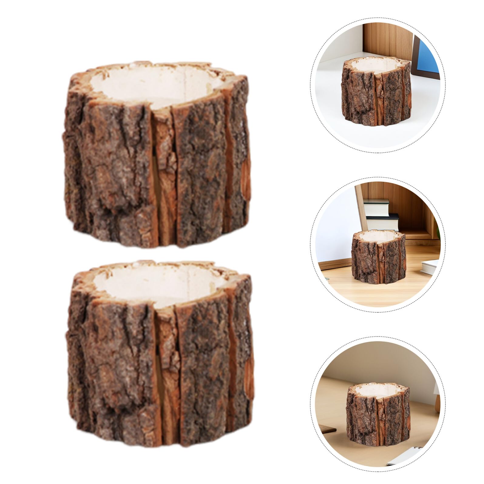 Portapenne in Legno Effetto Corteccia 5 Pezzi, Organizer | Design Creativo Decorativo, Soluzione Salvaspazio per Insegnamento e Lavoro, Set da 5 Pezzi