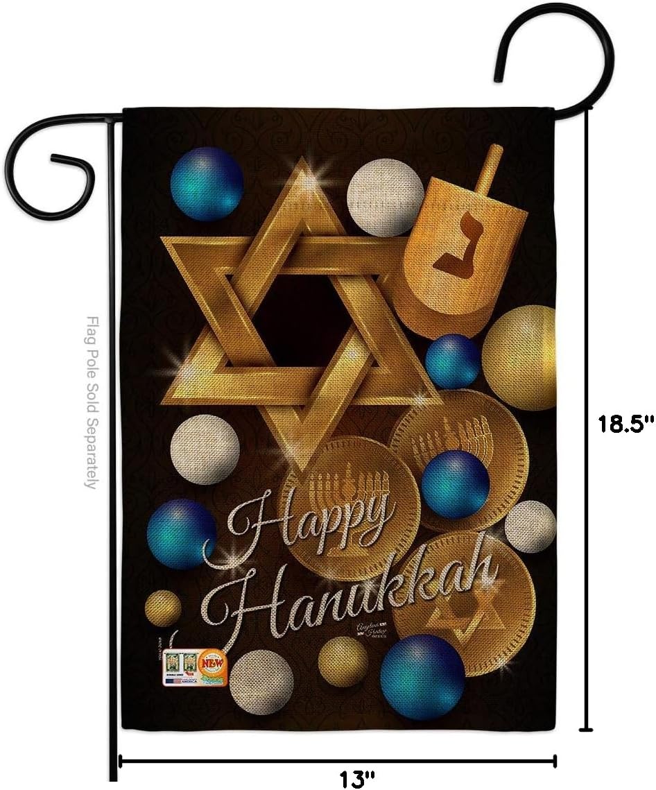 Happy Hanukkah Burlap Garden Flag Wintertime Candle Bonsai Menorah Jewish Chanukah David Small Decorative Gift Yard House Banner Double-Sided Made In USA 13 X 18.5