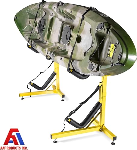 Miniatura 7 de Estante de almacenamiento doble para kayak, almacenamiento independiente para dos kayak, SUP, canoa y paddleboard, interior y exterior o garaje