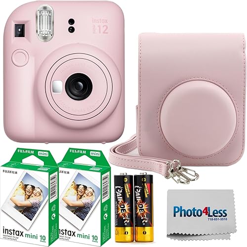 FUJIFILM INSTAX Mini 12 - Cámara de pelĂcula instantánea + pelĂcula instantánea Fujifilm Instax Mini Twin Pack (16437396) + funda, paquete (rosa FUJIFILM INSTAX Mini 12 - Cámara de pelĂcula instantánea + pelĂcula instantánea Fujifilm Instax Mini Twin Pack (16437396) + funda, paquete (rosa