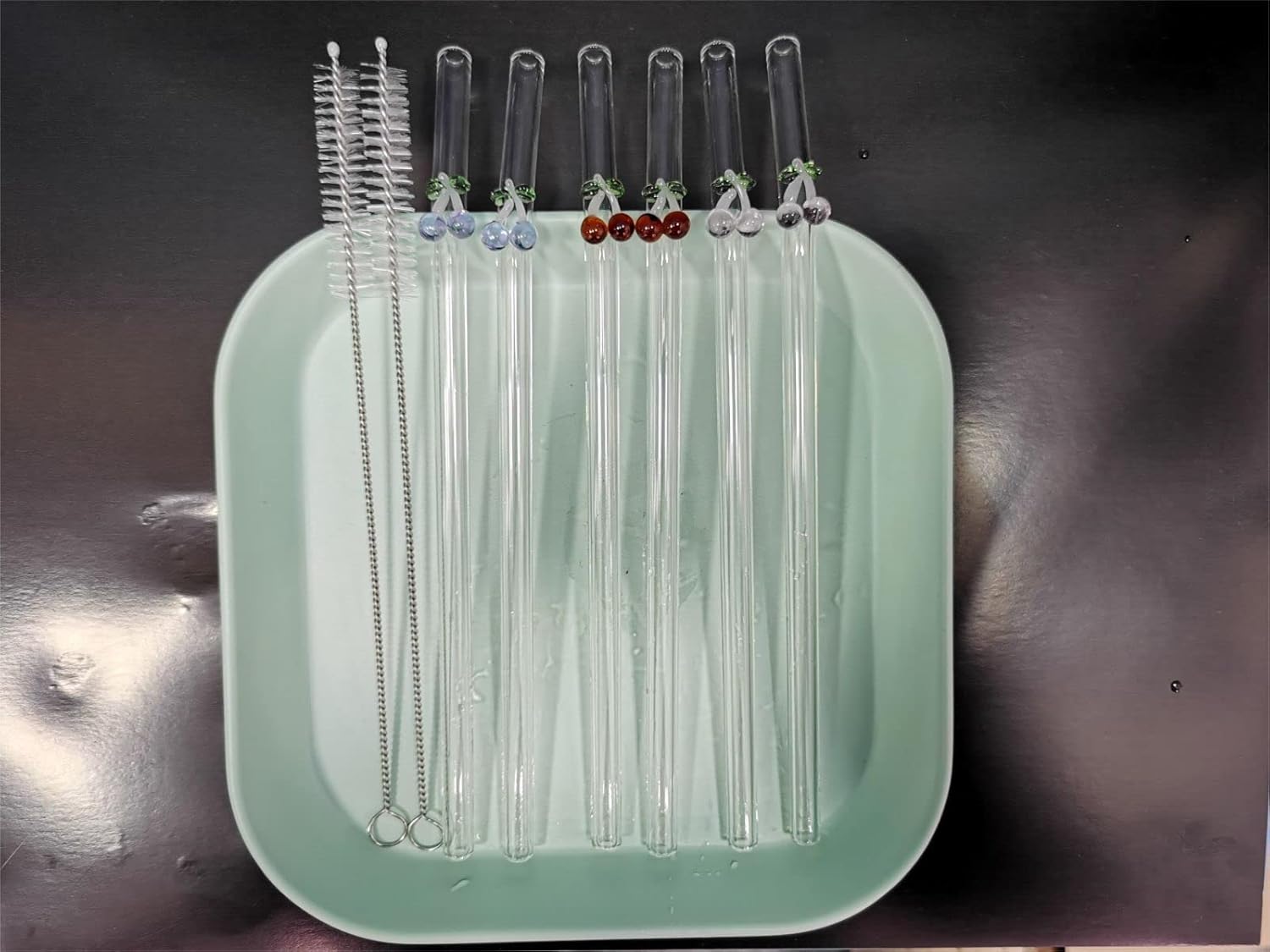 6 Clear Glass Straws Cherry Design Glass Straws Decorative Drinking Straws Reusable Straws Perfect for Smoothies Milkshakes Juices Teas Cocktails. /456