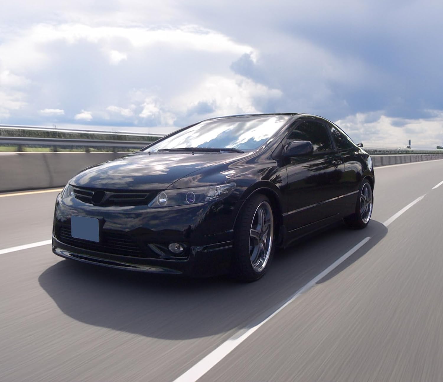 Front Bumper Lip Compatible With 2006-2008 HONDA CIVIC 4 DOOR SEDAN, DM Style PU Black Front Lip Spoiler Splitter by IKON MOTORSPORTS, 2007