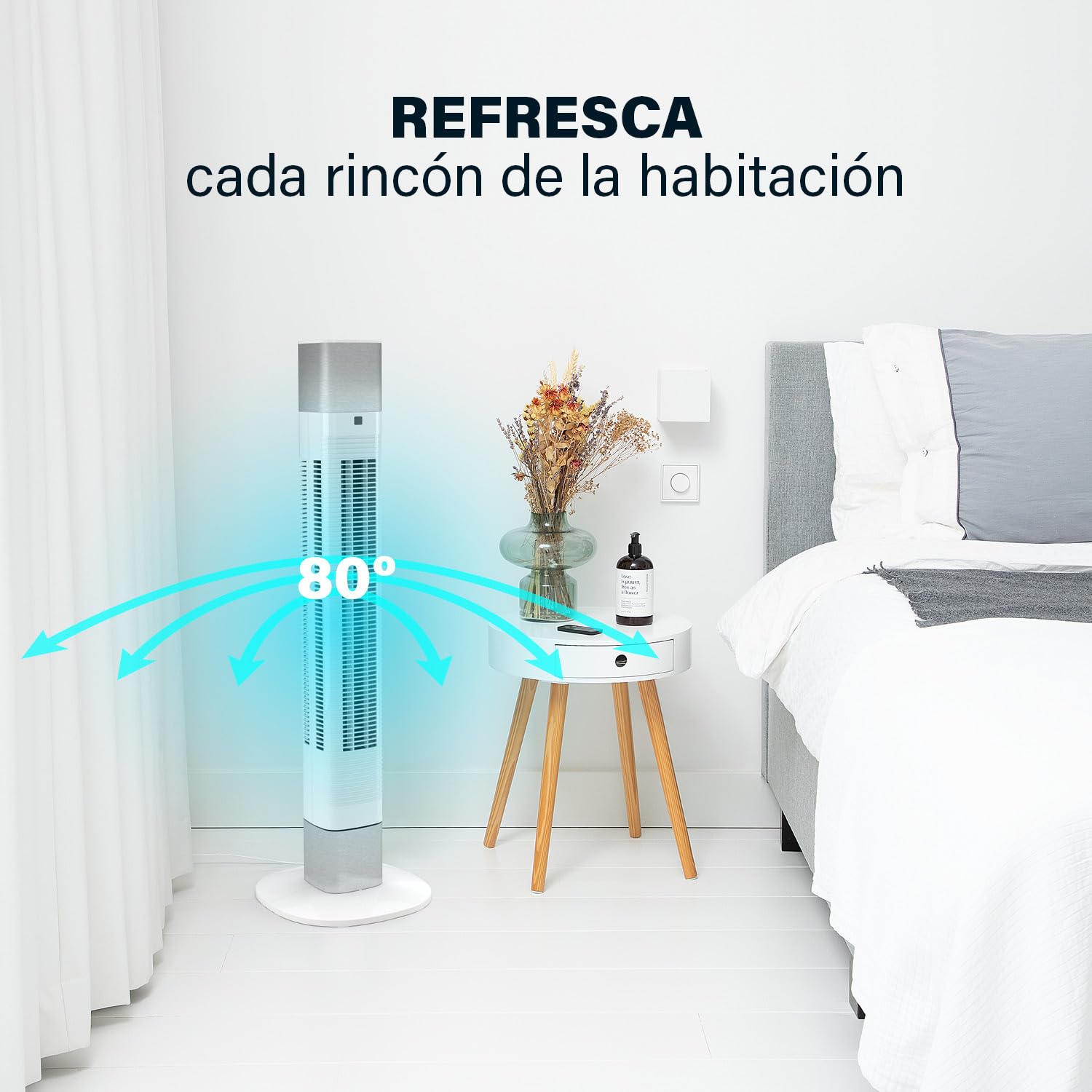 Princess Ventilador de torre compacto 3 ajustes y 3 velocidades - Oscilación - Conectado