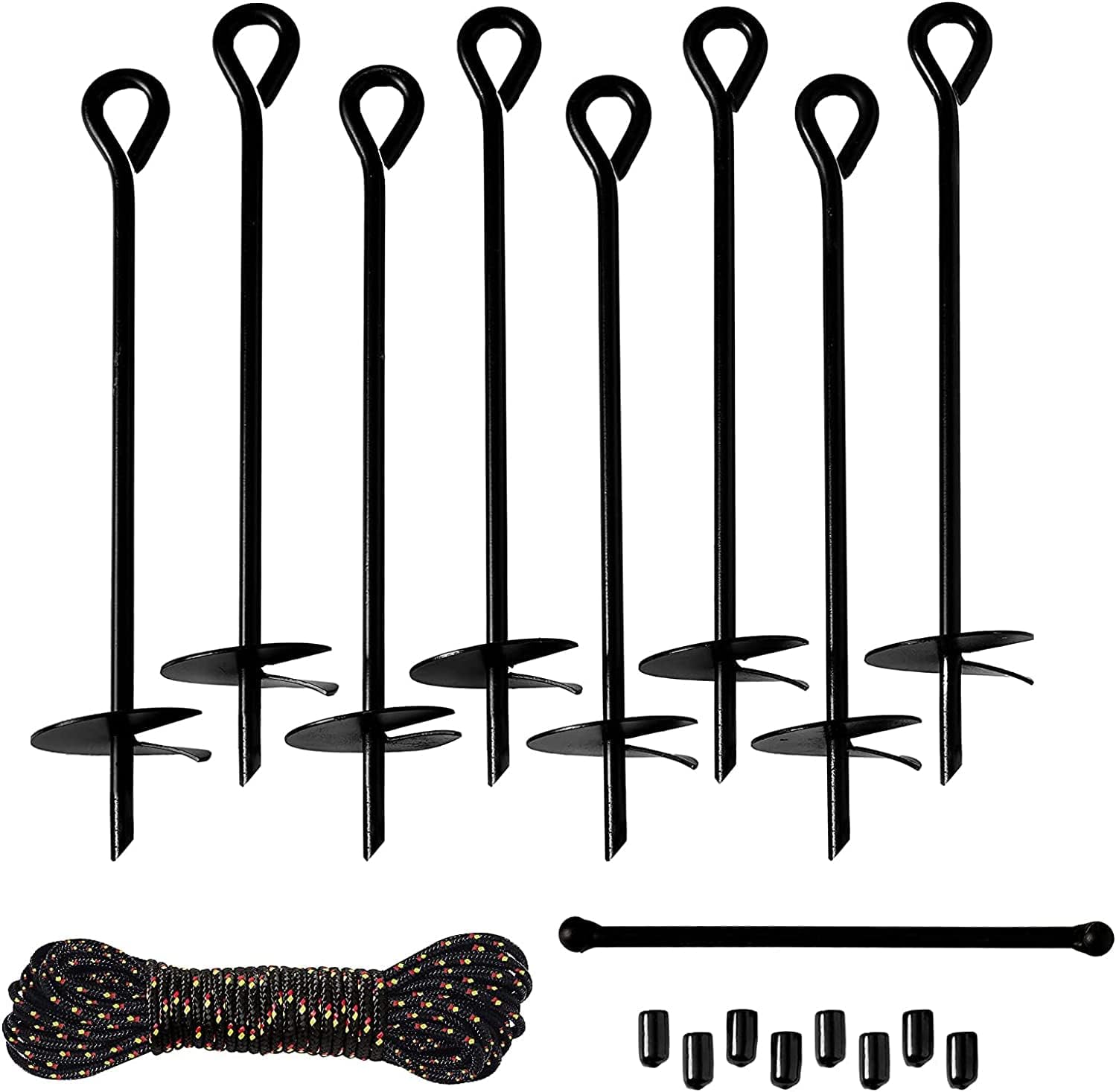 BISupply Ground Anchors, 15 Inch 8pk Black Shed Anchor