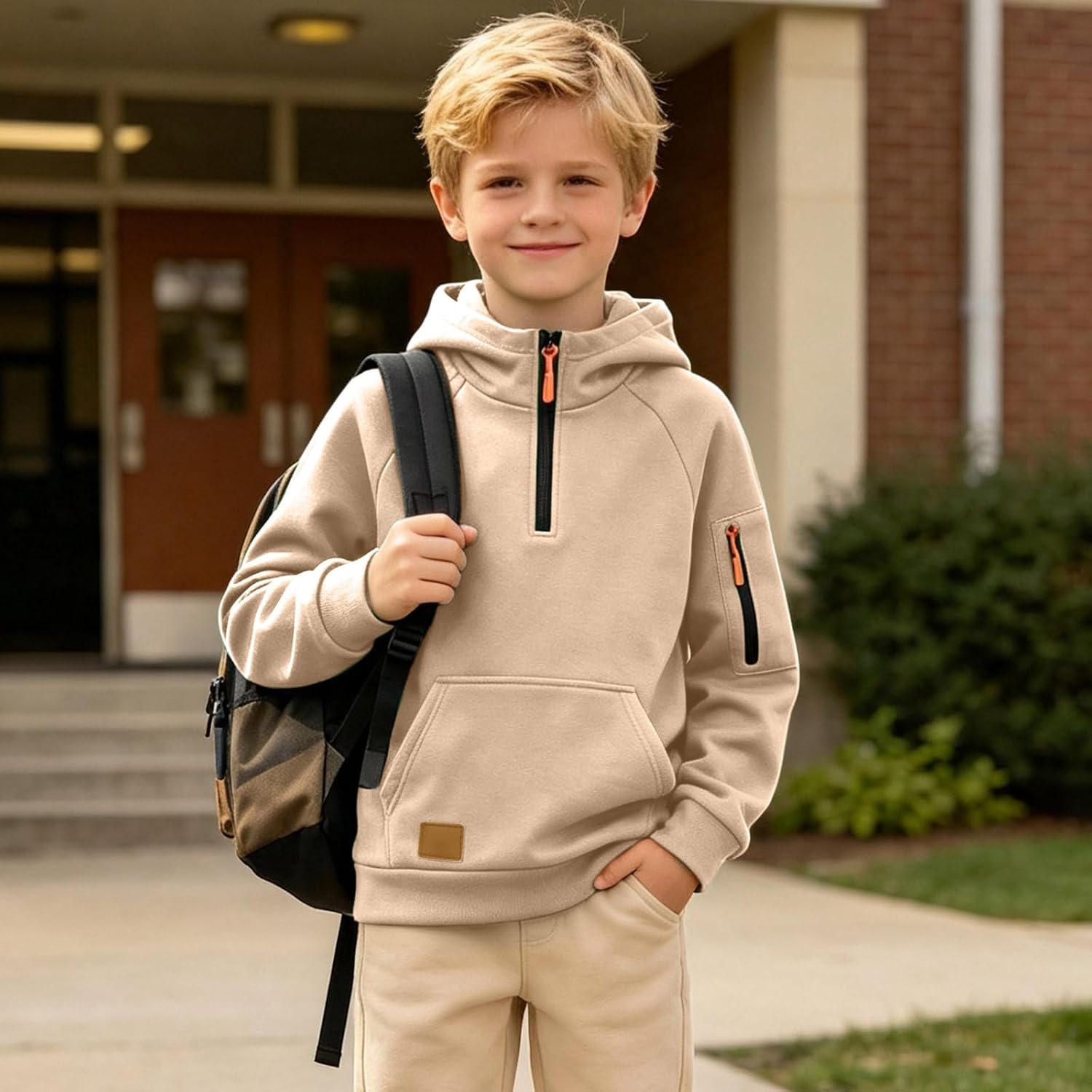 Boys Quarter Zip Sweatshirt Cargo Style Pullovers With Pocket