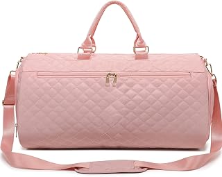Convertible Carry on Garment Bag for Women with Detachable Strap, Garment Bag for Travel 2 in 1 Hanging Garment Duffle Bag with Shoe Pouch & Toiletry Bag Compartment Overnight Weekender Bag (Pink)