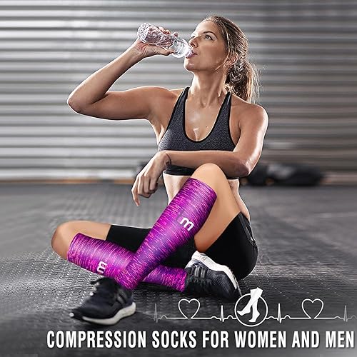 Miniatura 3 de Bluemaple Paquete de 6 calcetines de compresión de cobre para mujeres y hombres, el mejor apoyo para médicos, correr, enfermería, atletismo