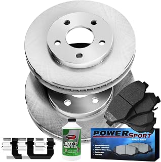 Power Sport Front Brake Kit Fits 1995-2006 Nissan Tsuru | Semi Met Pads, Blank Rotors| Hardware