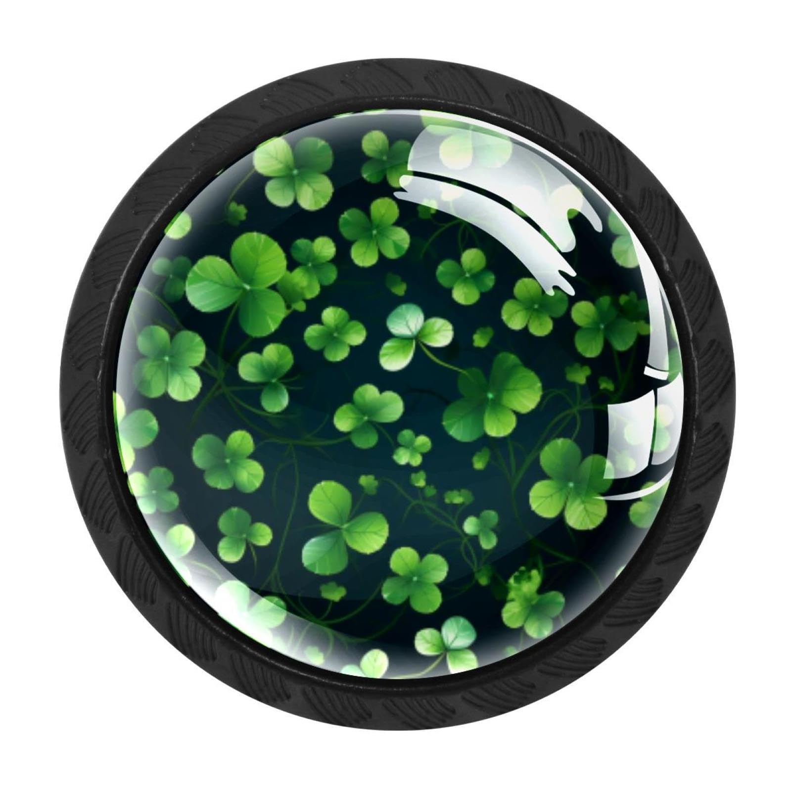 CHENZZZZ 4 pcs St. Parikh's Day Cabinet Knobs Crystal Drawer Pulls for Kitchen, Bathroom Cabinet, Dresser and Cupboard