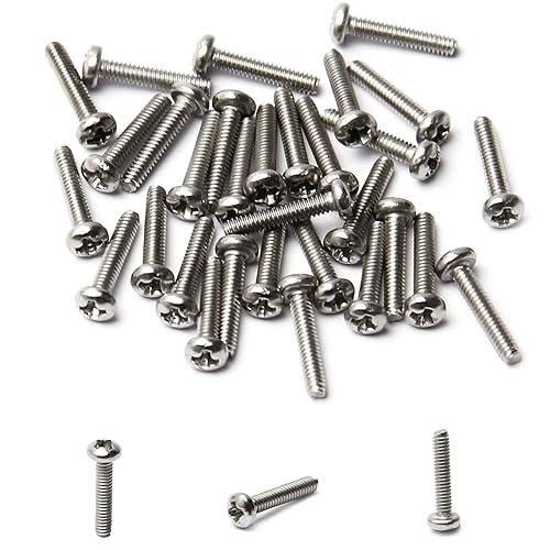 Miniatura 137 de MroMax 30 tornillos de máquina Phillips de cabeza plana M2 x 0.197 in, acero inoxidable 304 18-8, rosca completa, tornillos de cabeza cruzada gris