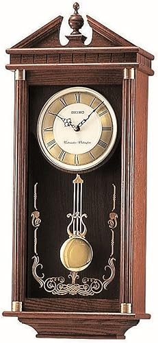 Seiko QXH107B WestminsterWhittington - Reloj de pared con doble campanilla, color marrón, 29.9 x 14.4 x 5.5 in