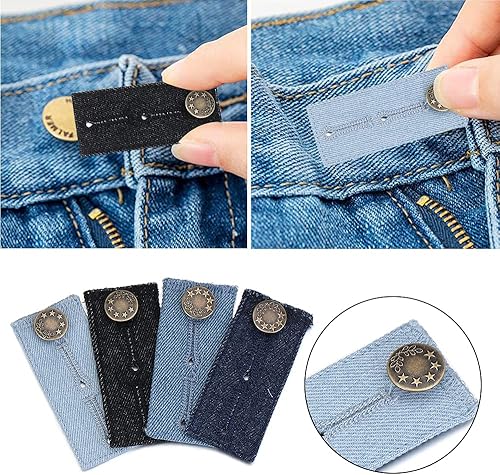 Miniatura 2 de 4 piezas de pantalones de mezclilla para extensión de cintura para hombres y mujeres, cierre de ropa, botón de coser, accesorios de costura