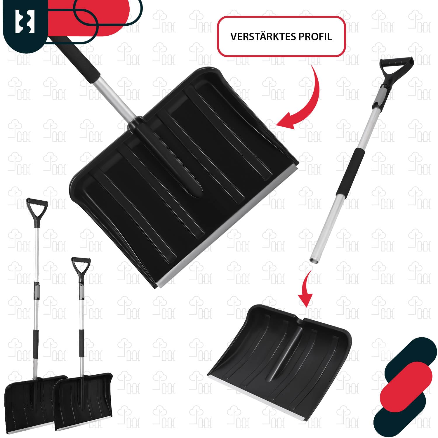KOTARBAU® Set pala da neve con manico in legno, guanti caldi, pala da neve, pala da neve, pala con manico, Pala da neve con manico telescopico/scopa da strada/raschietto per ghiaccio/guanti