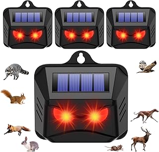 4 Pack Solar Nocturnal Animal Repeller Outdoor,Coyote Deterrent Skunk Repellent for Yard,Solar Predator Eyes Animal Deterrent, Predator Lights for Chicken Coop Deer Fox Skunk Racoon Garden Farm