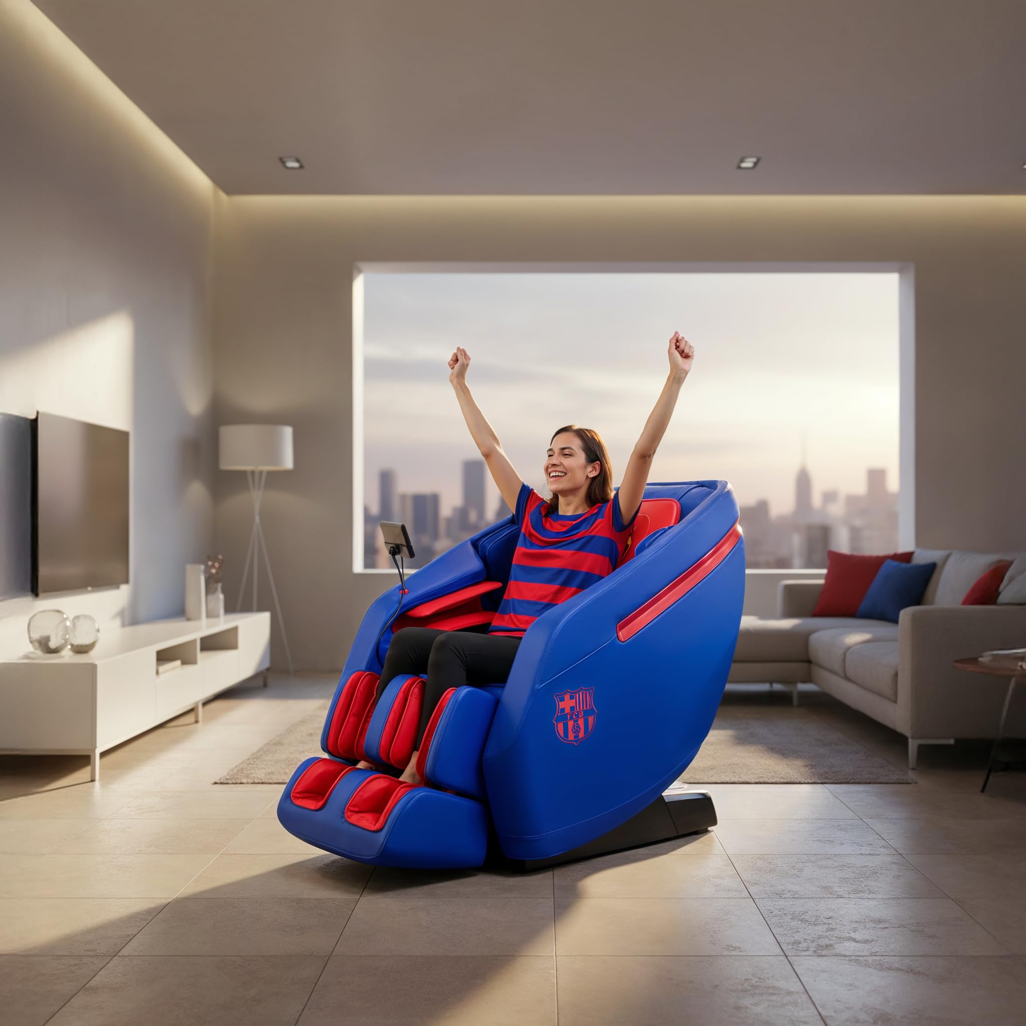 FC BARCELONA® | INSPIRE 3D Sillón Masaje 3D Oficial del FC Barcelona | Masaje 3D Inteligente I Pantalla LCD a color I Gravedad Cero I Termoterapia | Reflexología plantar | Bluetooth y bloqueo infantil
