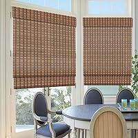 Vista 3 de Letau Persianas de madera sin cuerda para ventana, cortinas enrollables personalizadas de bambú que filtran la luz, patrón 12