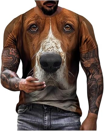 Mens 3D Dog Printed Shirts Short Sleeve T-Shirts Funny Animal Graphic Tees Summer Novelty Tshirts Streetwear Tops