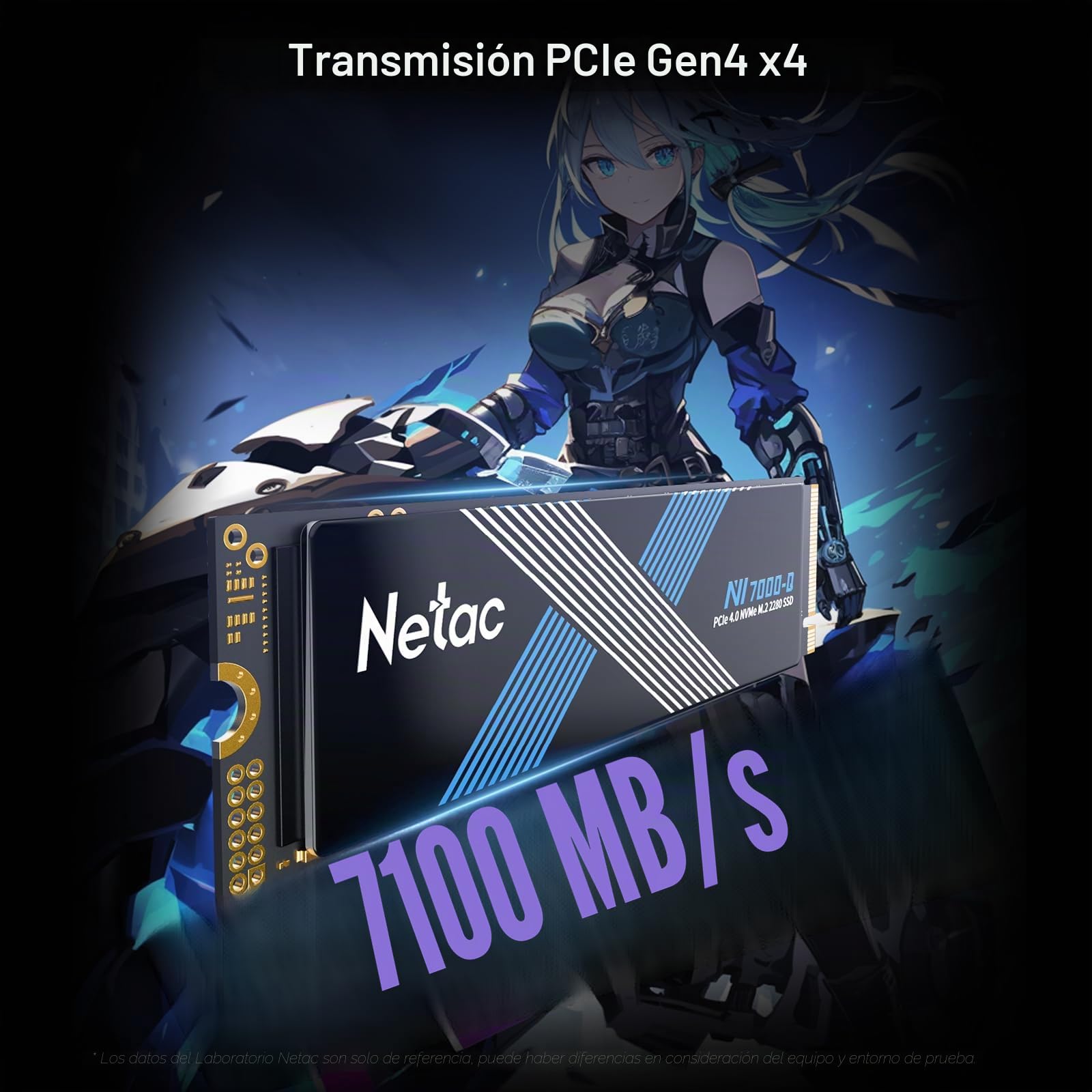 Netac NV7000-Q 1TB PCIe 4.0 Nvme SSD 1TB Unidad de Estado sólido Interna de hasta 7100MB/s para PC Gamer PS4