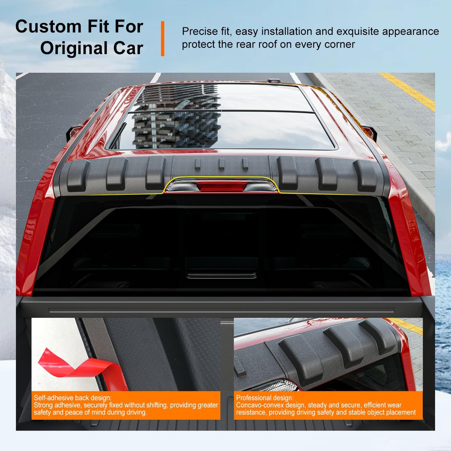 powoq Rear Roof Protector Compatible with 2015-2020 Ford F150 Truck Cab Roof Protector TPE Rear Spoiler Replacement for 2015-2020 Ford F-150 Accessories