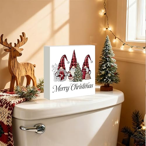 Miniatura 6 de Decoraciones de Navidad, gnomos de Navidad para interiores, letrero de árbol de Navidad con purpurina roja, regalo para mujeres amigas, letrero de