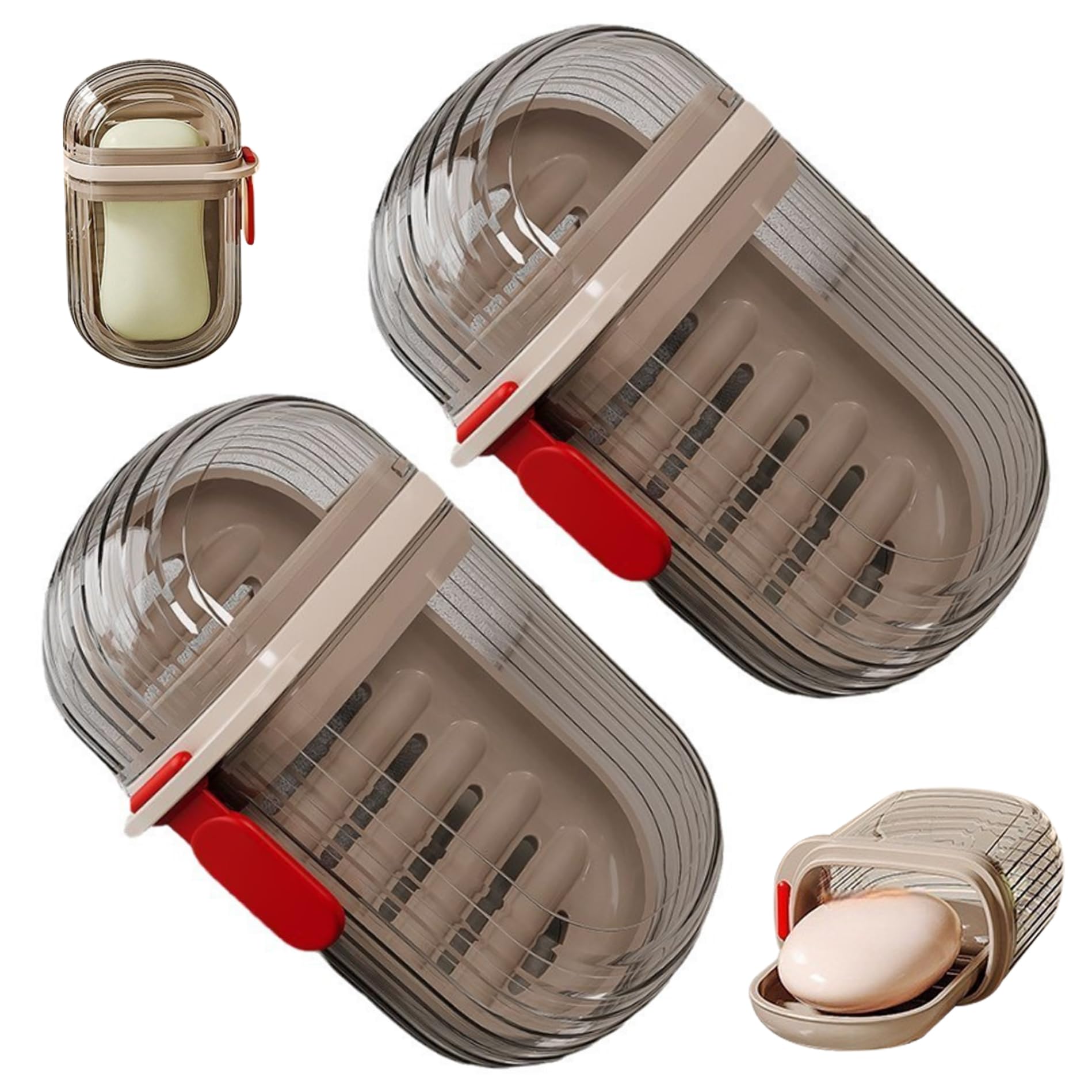 Vervevum Travel Soap Case, 2PCS Leakproof Travel Soap Holder with Drain Tray and Lid, Container, Portable Dish for Traveling Gym School Camping, Holder