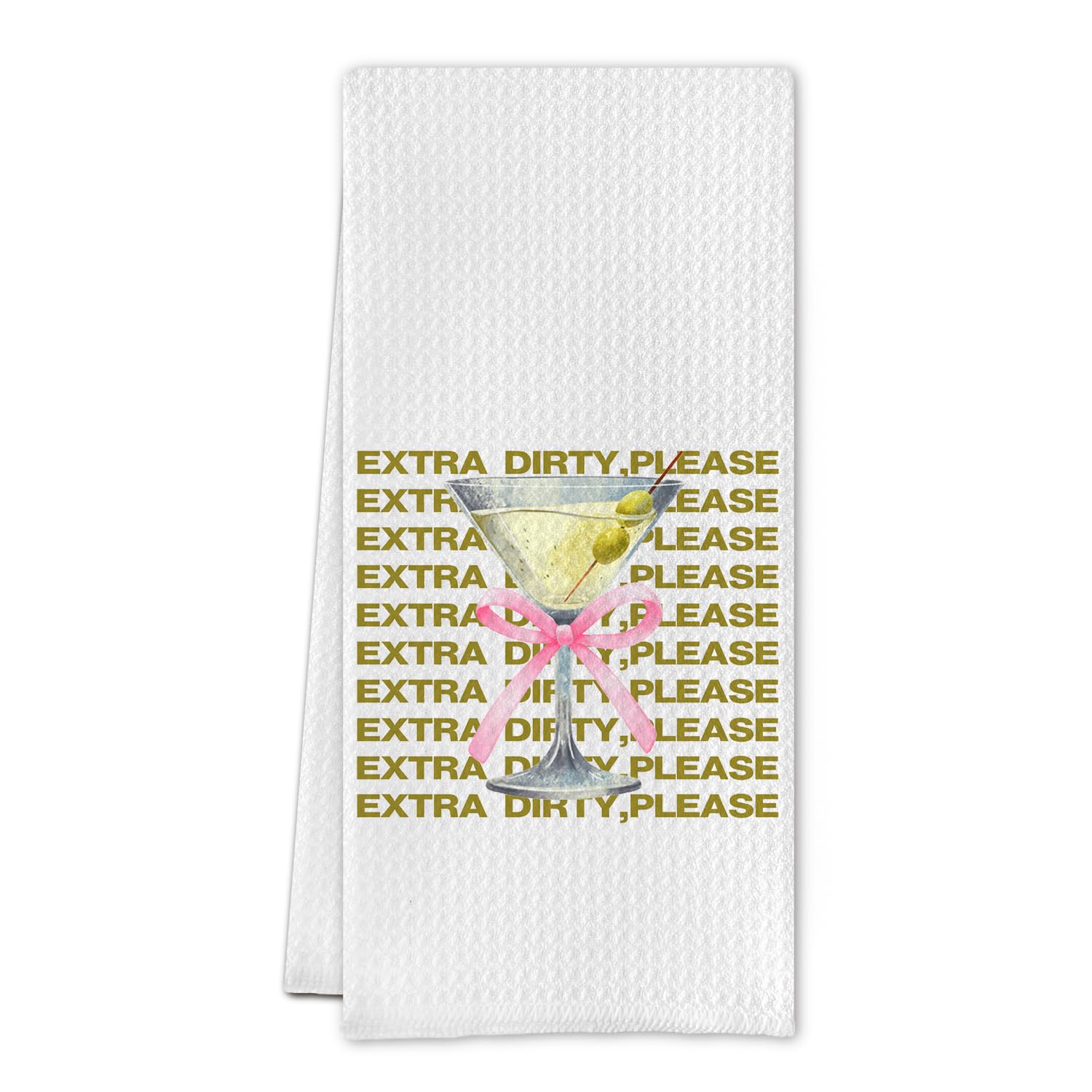 Cilrii Martini Gifts Towels - Pink Bows Waffle Decorative Kitchen Towels,Martini Dish Towels,Martini Gifts for Women,Gifts for Martini Lovers,Martini