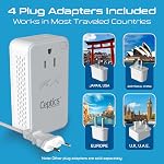 Ceptics 200W Convertisseur de tension de marche vers le bas - 220v à 110v Convertisseur de tension pour le curling en fer, lightener, chargeur – USB-A & C Chargement rapide – Câble d'alimentation de type C avec connecteurs A, G, I, E/F inclus