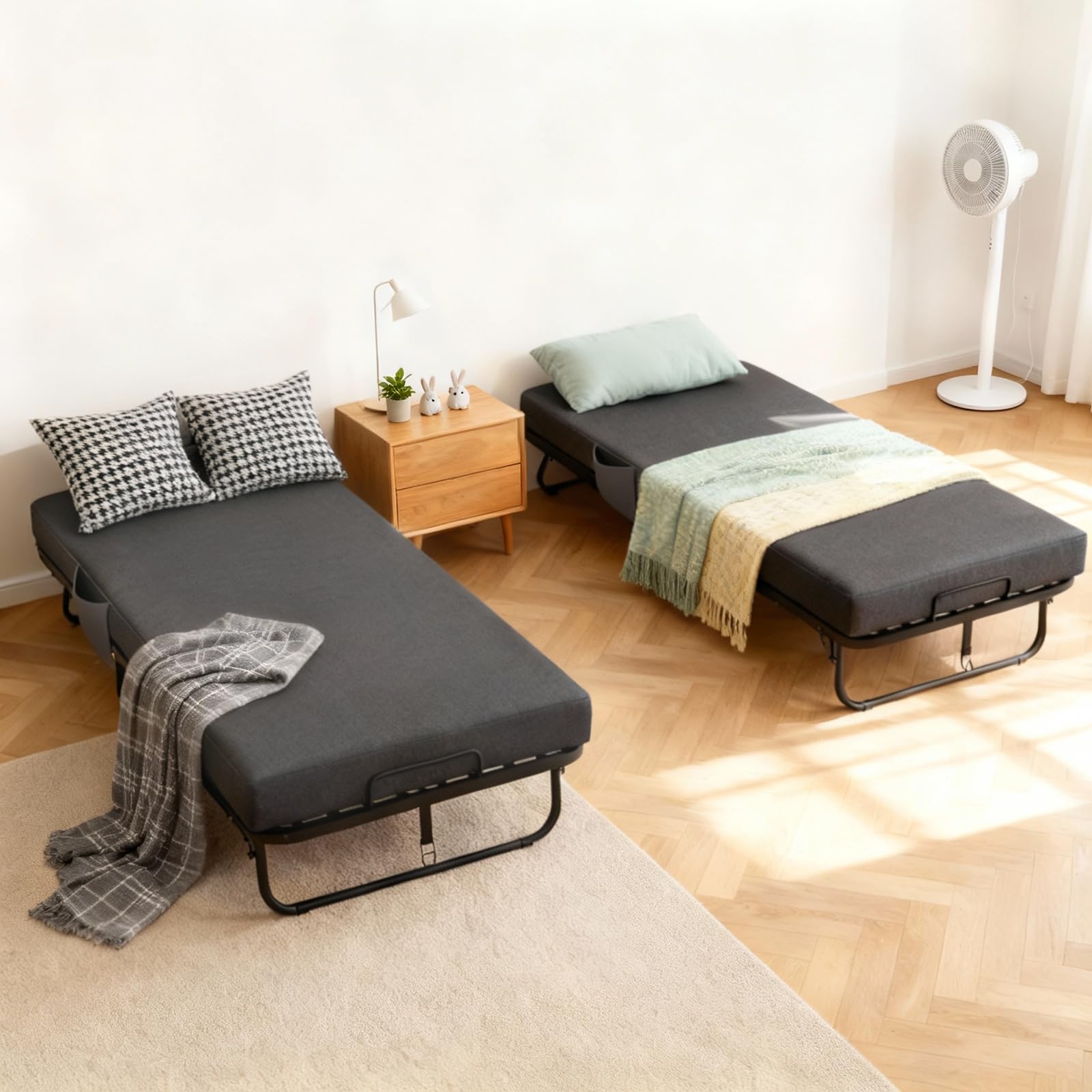 VOWNER Klappbett 200x90cm, Klappbares Gästebett für Erwachsene mit 13 cm Schaumstoff Memory-Matratze, Schutzhülle, Stabiler Metallrahmen und Rollen, Reisebett bis 200 kg belastbar