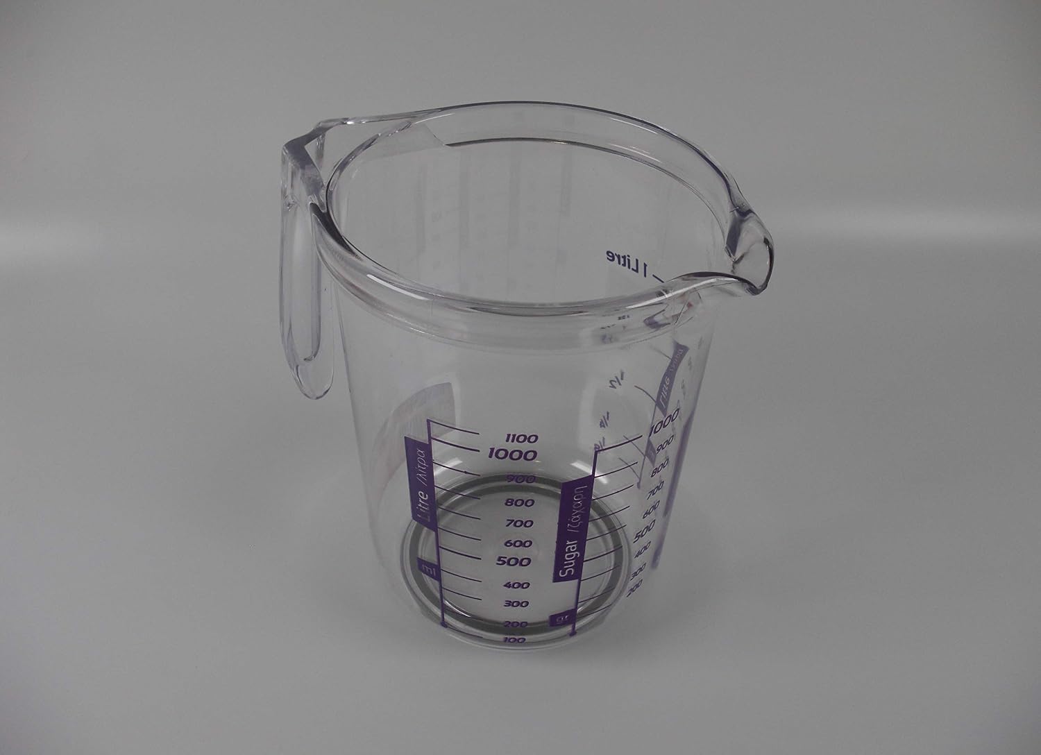 Tredoni 1100ml/1kg Sugar/Flour Measuring Cup/Jug, Non Slip Base Acrylic Plastic Pitcher, Transparent, Purple - Image 4