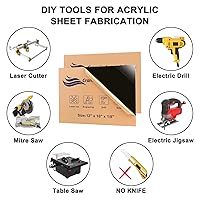 Vista 5 de Hoja acrílica negra de 12 x 16 x 1/8 pulgadas, paquete de 2 hojas de plexiglás fundido negro, alternativa de vidrio para letreros de bricolaje