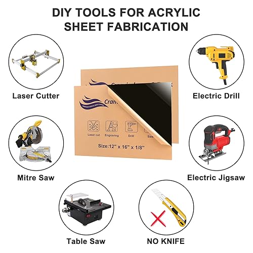 Miniatura 5 de Hoja acrílica negra de 12 x 16 x 18 pulgadas, paquete de 2 hojas de plexiglás fundido negro, alternativa de vidrio para letreros de bricolaje,