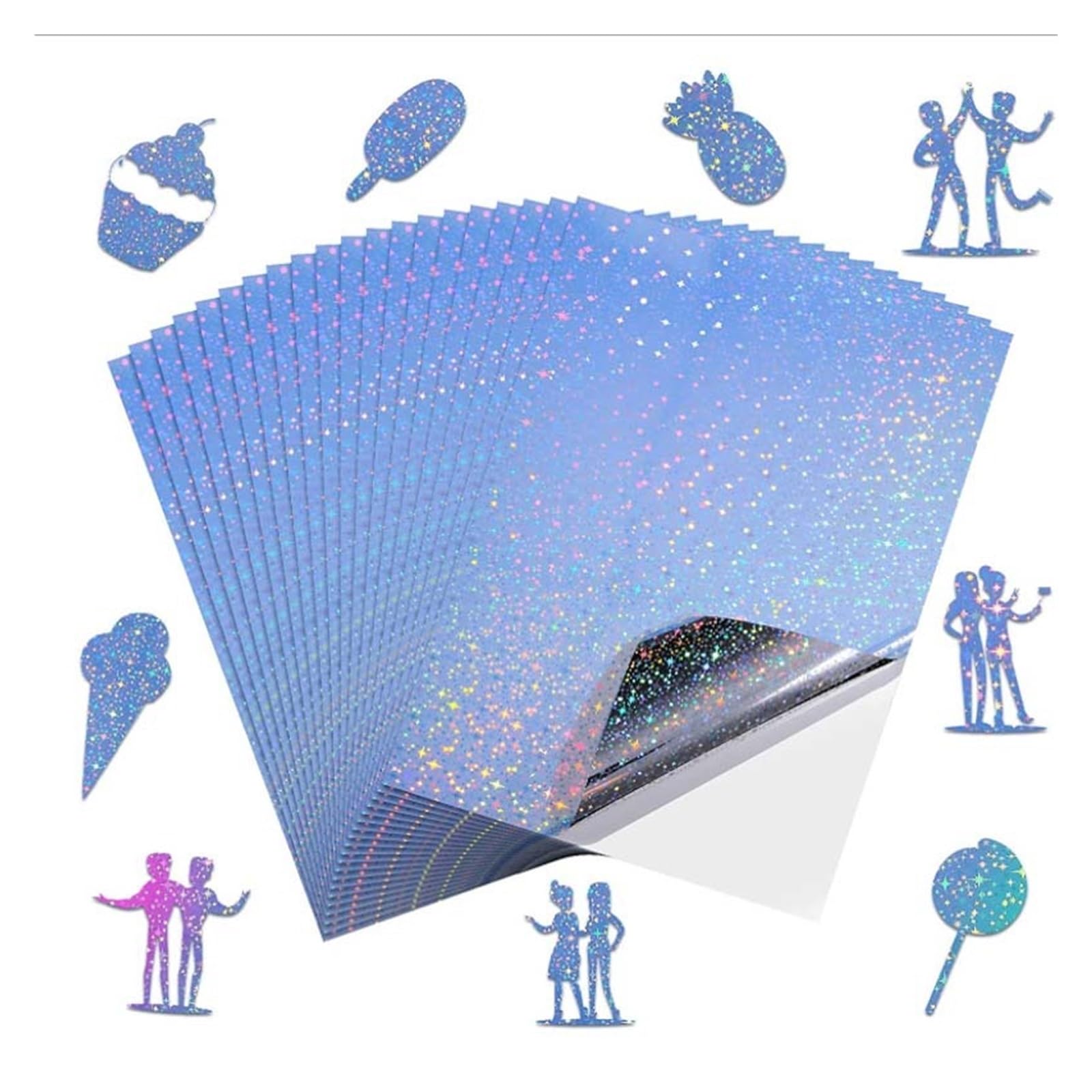 20 arkuszy holograficzny papier winylowy do druku A4 rozmiar tęczowy papier do druku do drukarek atramentowych i laserowych Lucky (Color : Diamond)