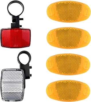 Bike Reflectors Kit, 6 PCS Bicycle Reflectors with White Front Reflector, Red Rear Reflector and 4 Bike Wheel Spoke Reflectors for Night Riding, Cycling Safety Warning Accessories