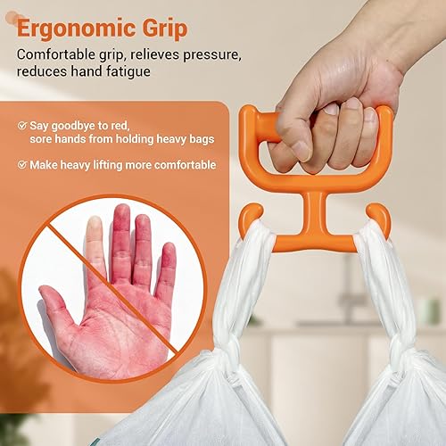 Miniatura 2 de NFETLLD Paquete de 2 bolsas de comestibles con asa para bolsas de plástico, cada una tiene capacidad para 100 libras, duradera, multiusos,