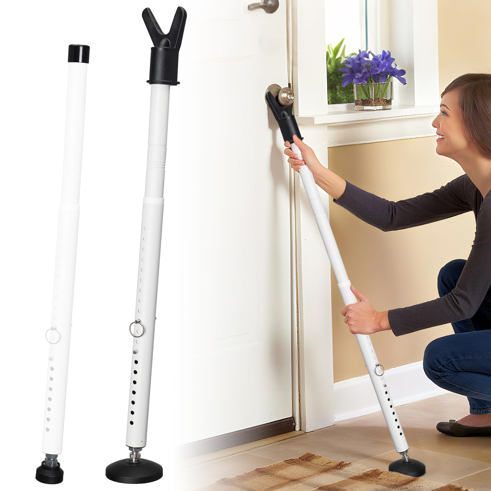 Barre de sécurité et serrure de porte coulissante de terrasse, butées de porte robustes dispositifs de sécurité de l'intérieur, butée de porte d'appartement, serrures de porte d'hôtel portables pour