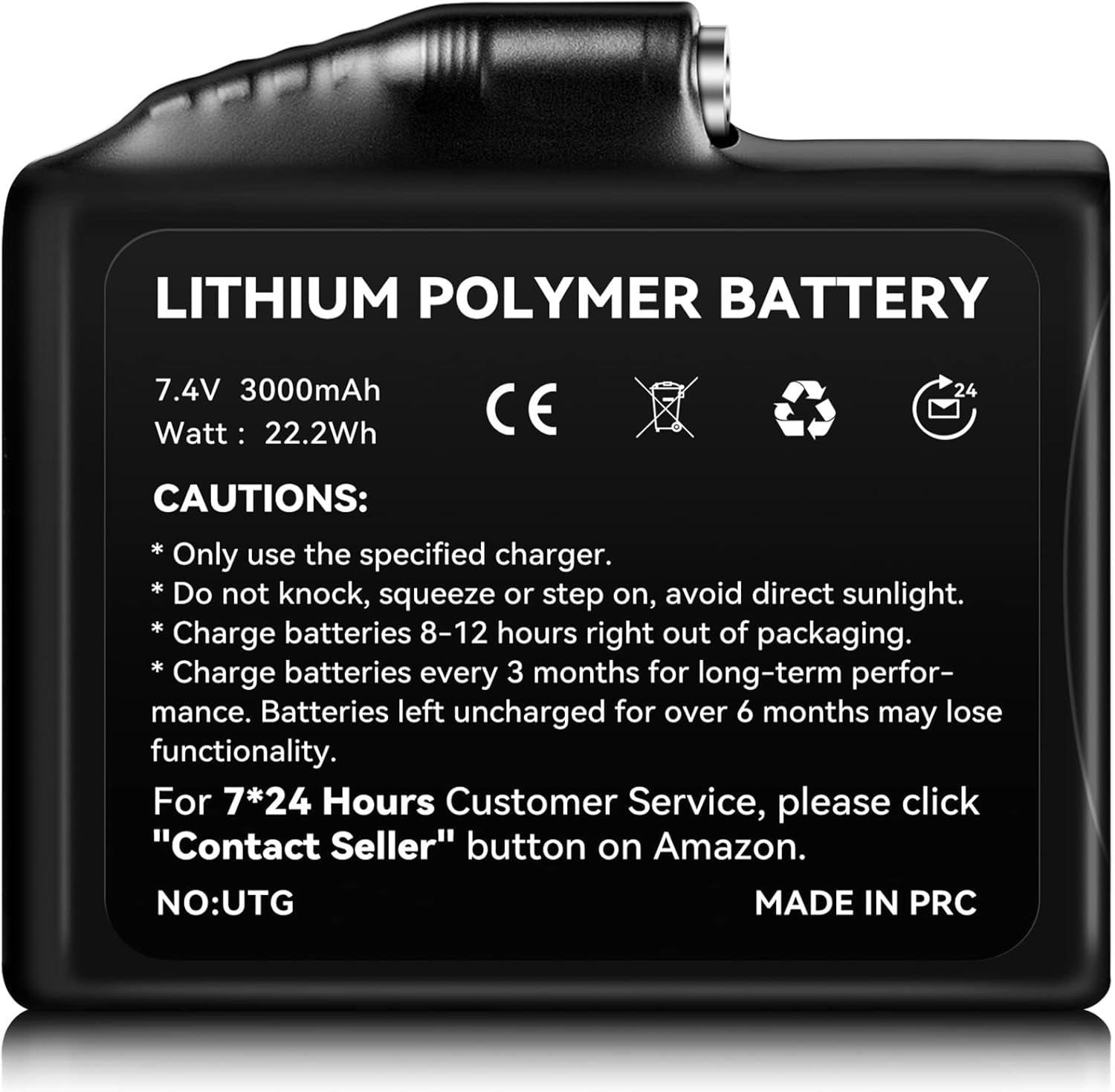 7.4V 3000mAh Rechargeable Lithiumion Batteries, DC Dual