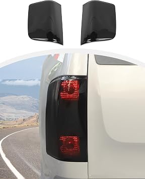 Hoolcar Tail Light Lamp Cover Guard Trim Bezel Frame Decor Exterior Accessories Compatible with Chevrolet Silverado/GMC-Sierra 2007-2013, Smoked Black