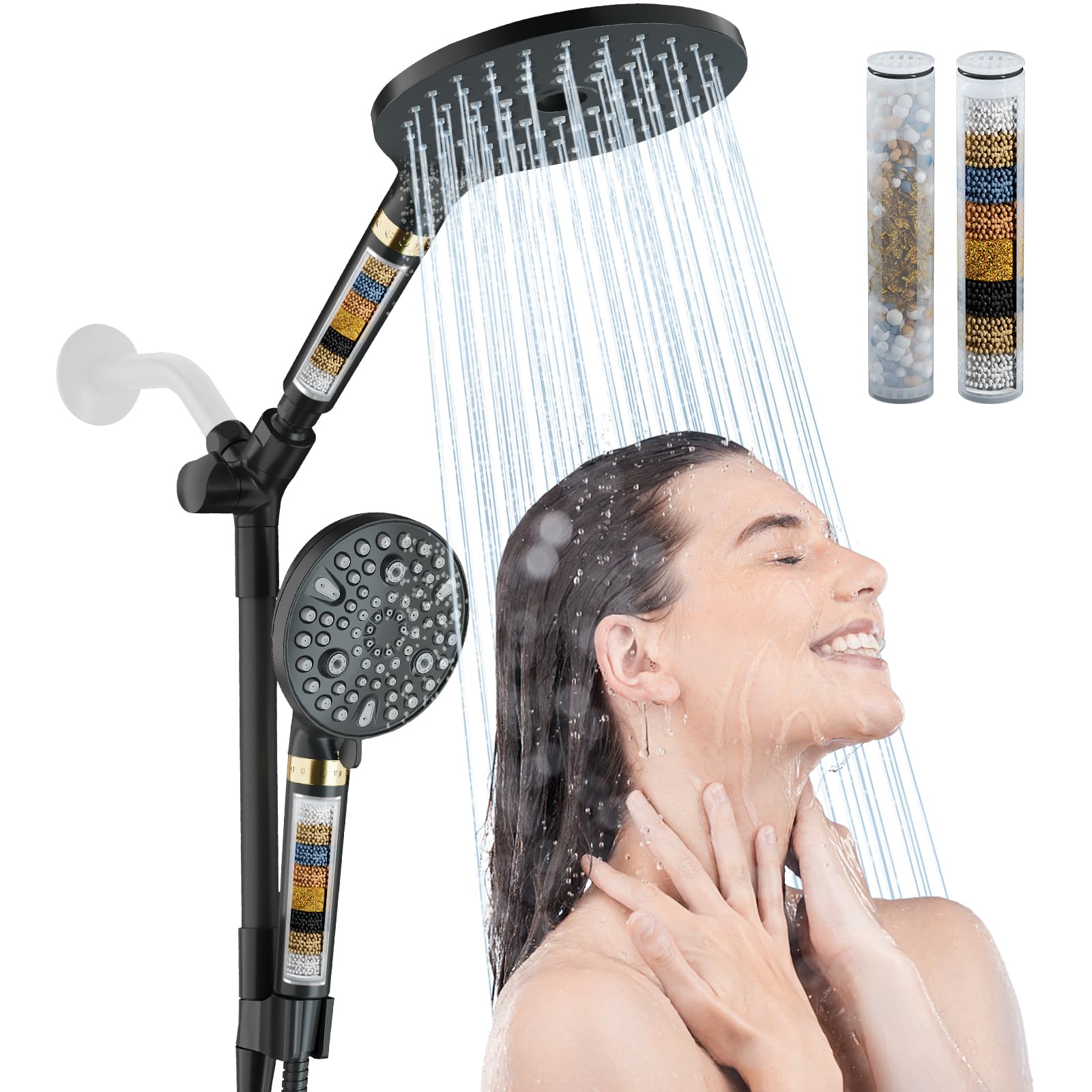 Pommeau de douche filtré eau dure contre le calcaire et la peau sèche