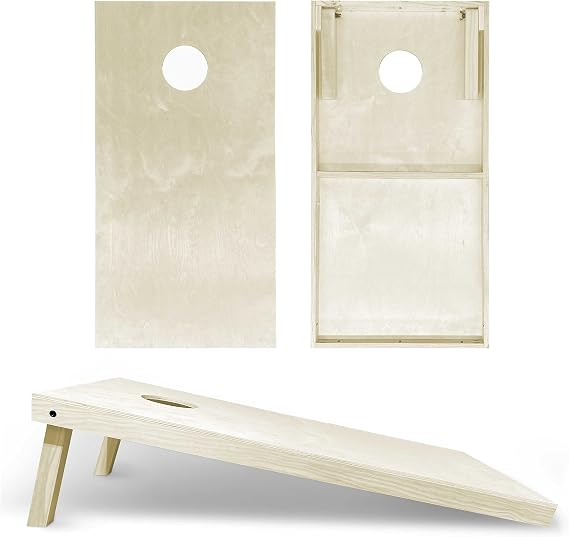Solid Wood Regulation Cornhole Set 4 Feet x 2 Feet Includes Set of 8 All-Weather Bags, Carrying Case and Bag Satchel with Optional LED Lights and Scorekeeper