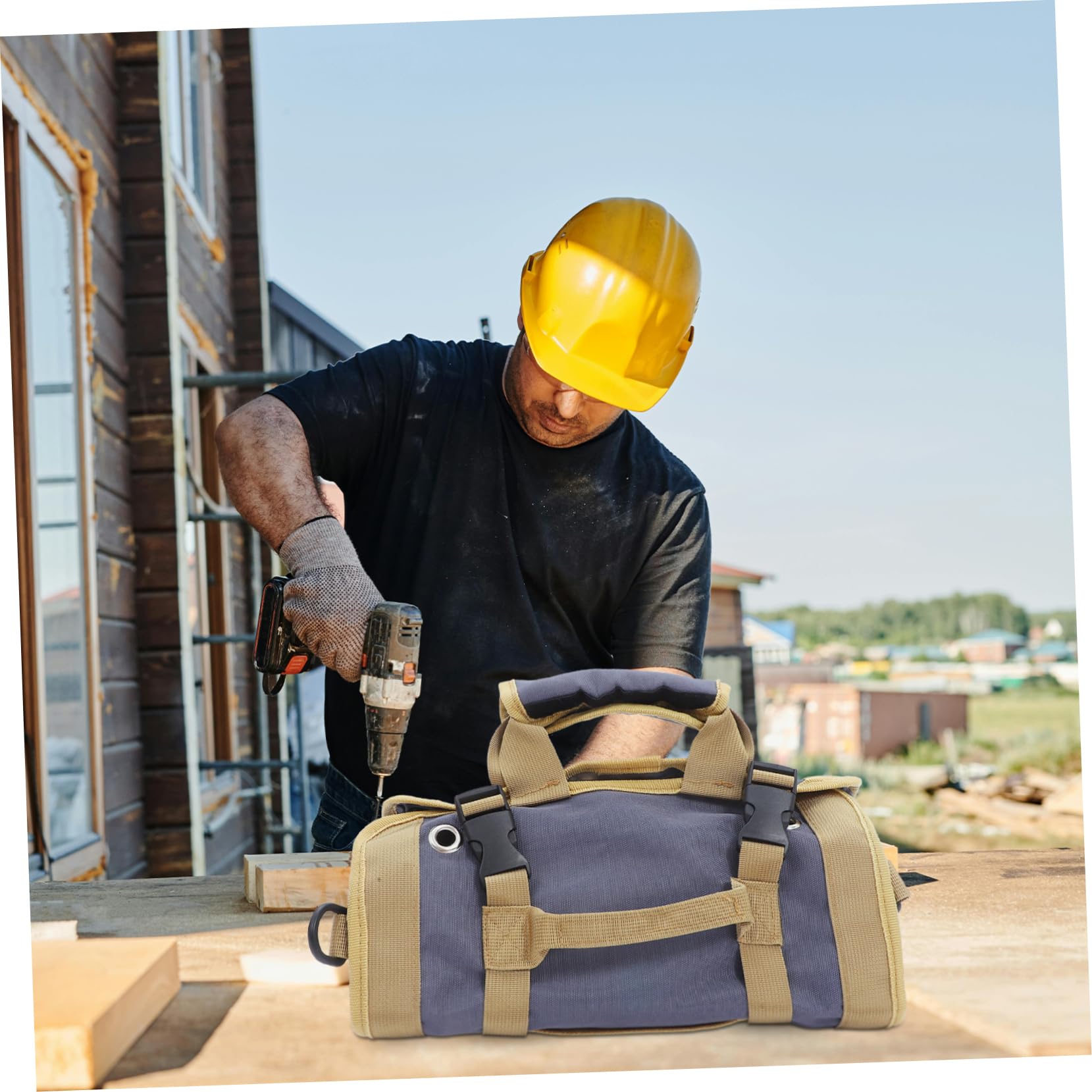 Bolsa Enrollable para Herramientas de Lona, Portátil y Multiusos | Coche y Jardinería, Organizador Compacto, Estilo Moderno para Carpinteros y Trabajadores
