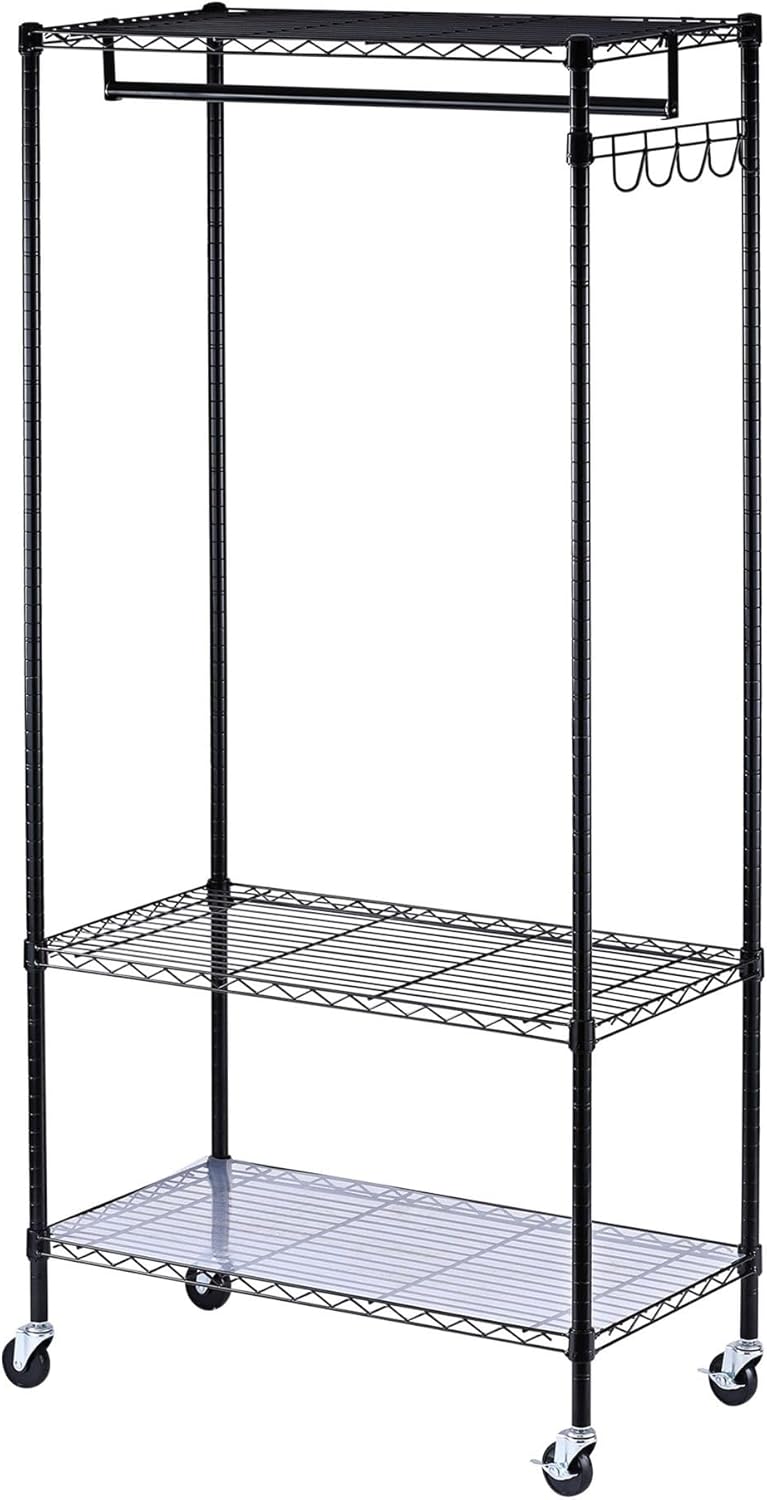 Alera ALEGR363618BL 36 in. W x 18 in. D x 75 in. H 30 Garments Wire Shelving Garment Rack - Black