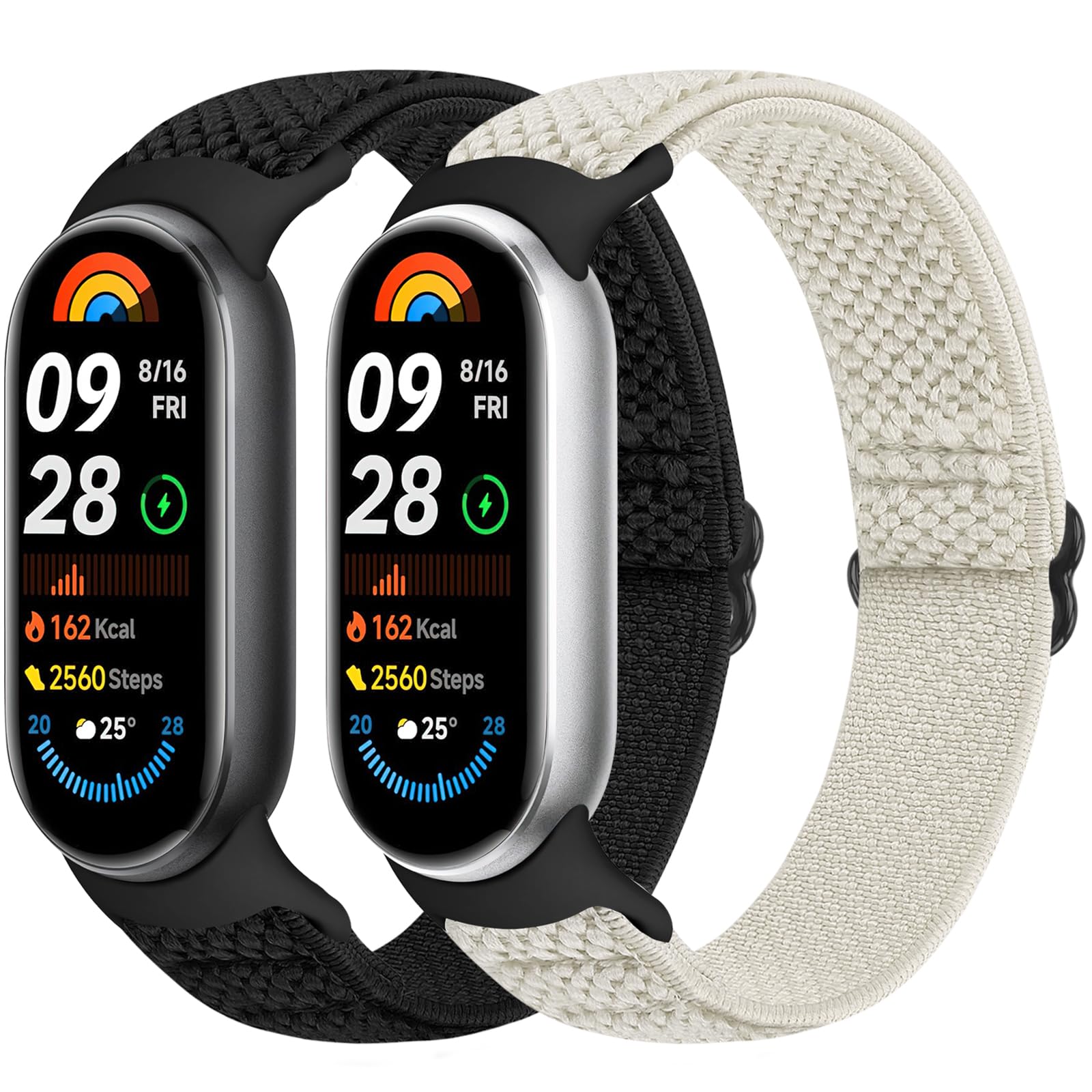 Runostrich Elastic Nylon Watch Strap Compatible with Xiaomi Smart Band 10/9/8 Sports Strap Soft Watch Band Adjustable Replacement Band for Women Men